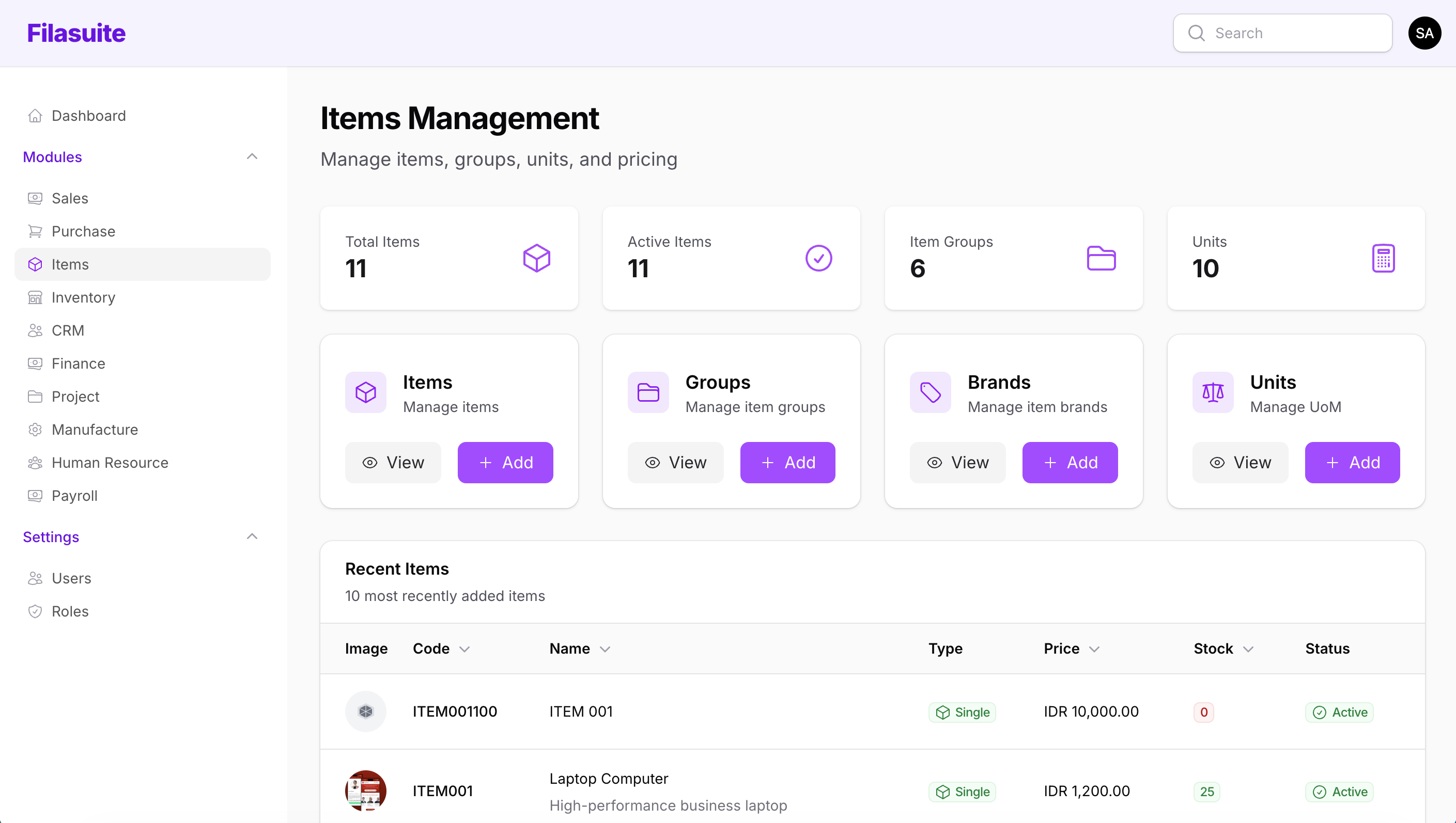 Mikroapps Dashboard